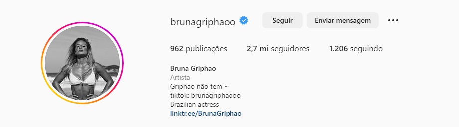 Print do perfil do Instagram de Bruna Griphao