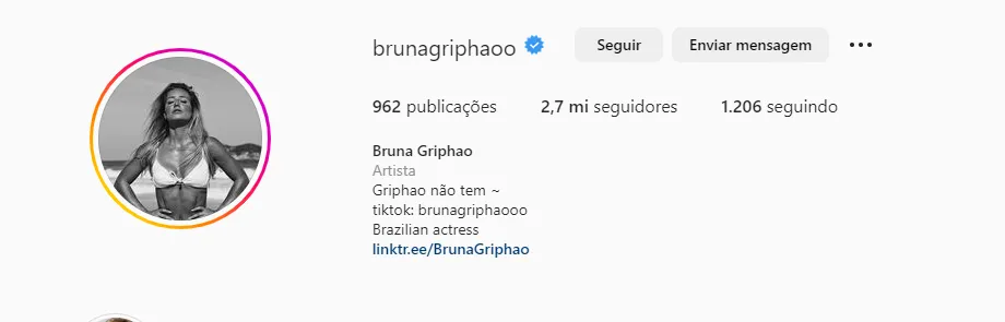 Perfil de Bruna Griphao no Instagram