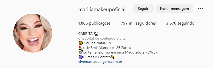 Print do perfil do Instagram Marilia