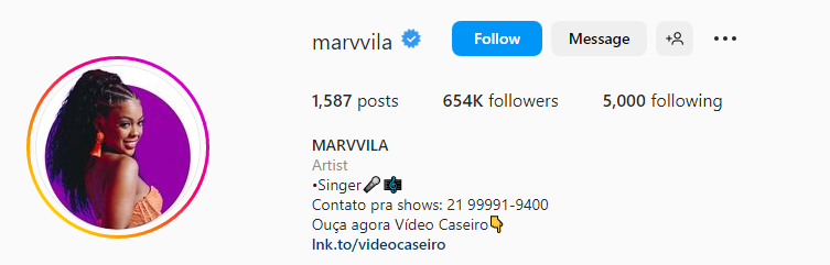 Print do perfil de Marvvila no Instagram