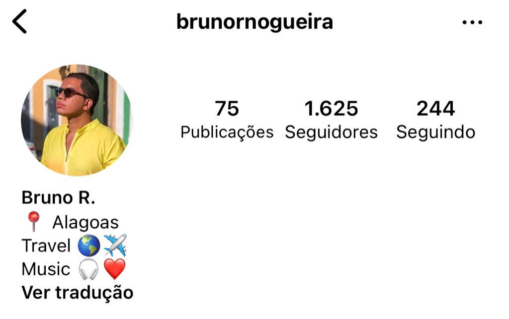 Perfil de Bruno Nogueira no Instagram