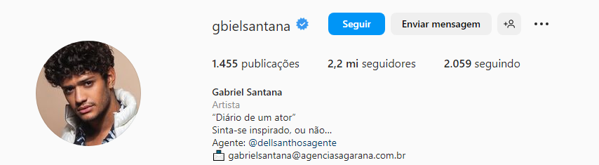 Perfil de Gabriel Santana no Instagram
