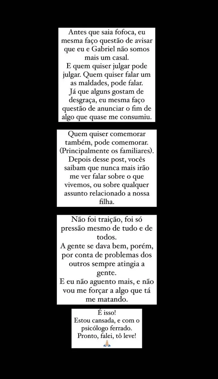 print de publicação com texto feita em stories do instagram