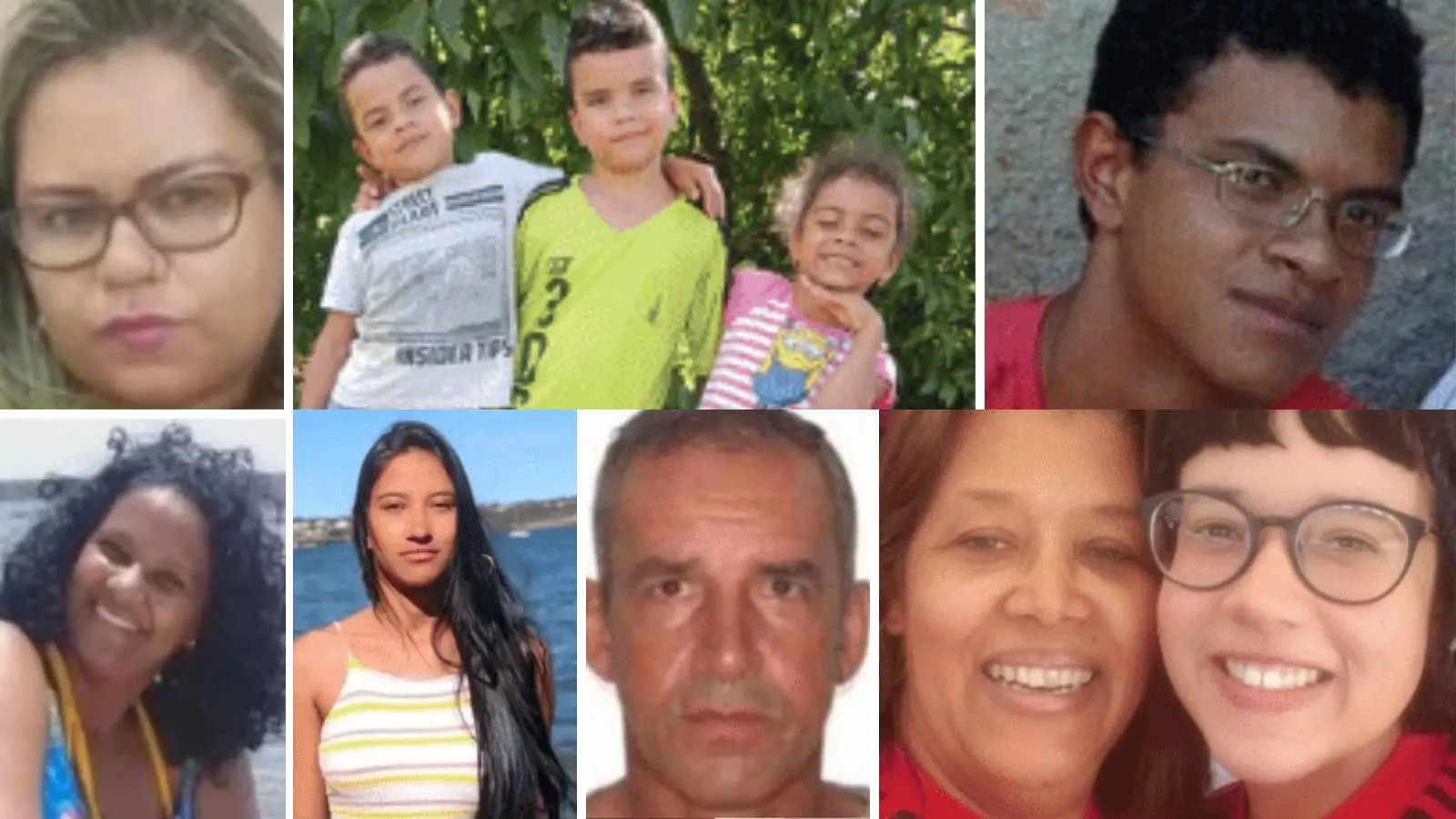 Imagem traz montagem com rosto de vítimas da chacina do DF