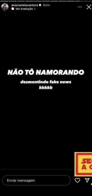 Stories de Ana Castela negando o boato
