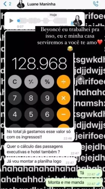 print Ludmilla sobre os gastos com ingressos da turnê de Beyoncé