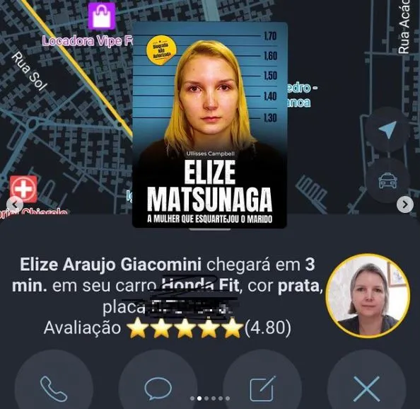Elize está utilizando seu nome de solteira, escolheu um Honda Fit prata e sua nota como condutora é 4.80.