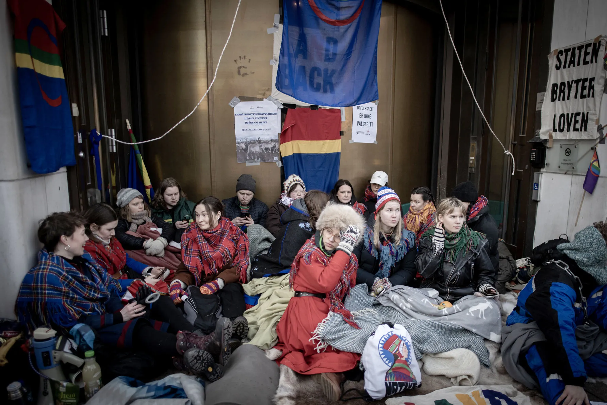 Indígenas Sami durante protesto