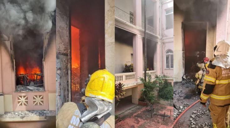 Bombeiros escola pegando fogo