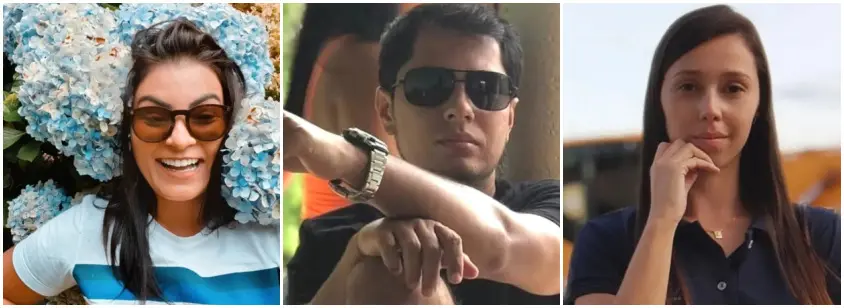 Da esquerda para direita: Priscila Fagundes Amaral, Winnicius Duarth Alves Rodrigues e Indira Mendes Maia; sobreviventes de queda de avião estão internados em Hospital, em Goiânia