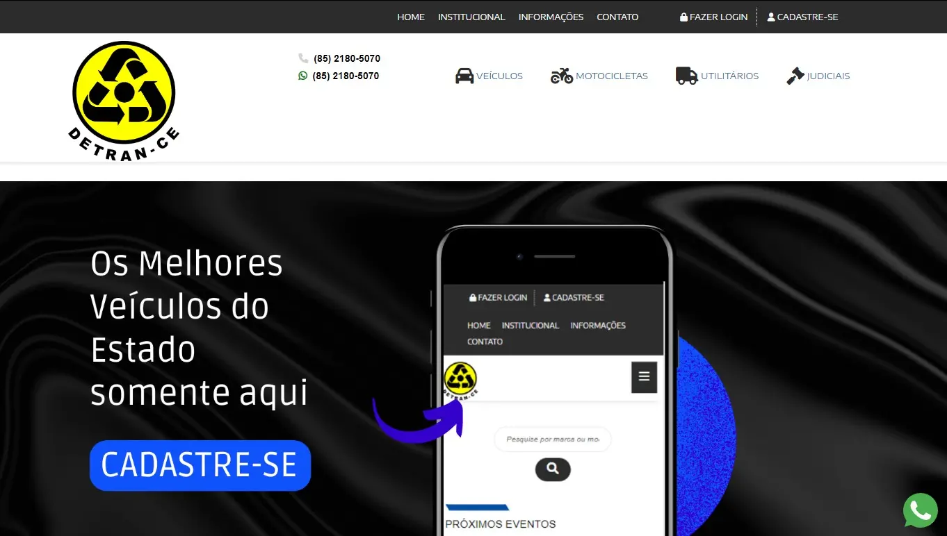 Site falso simula leilões de veículos apreendidos no pátio do Detran