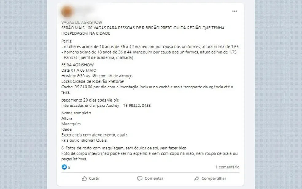 Vaga viralizou nas redes sociais