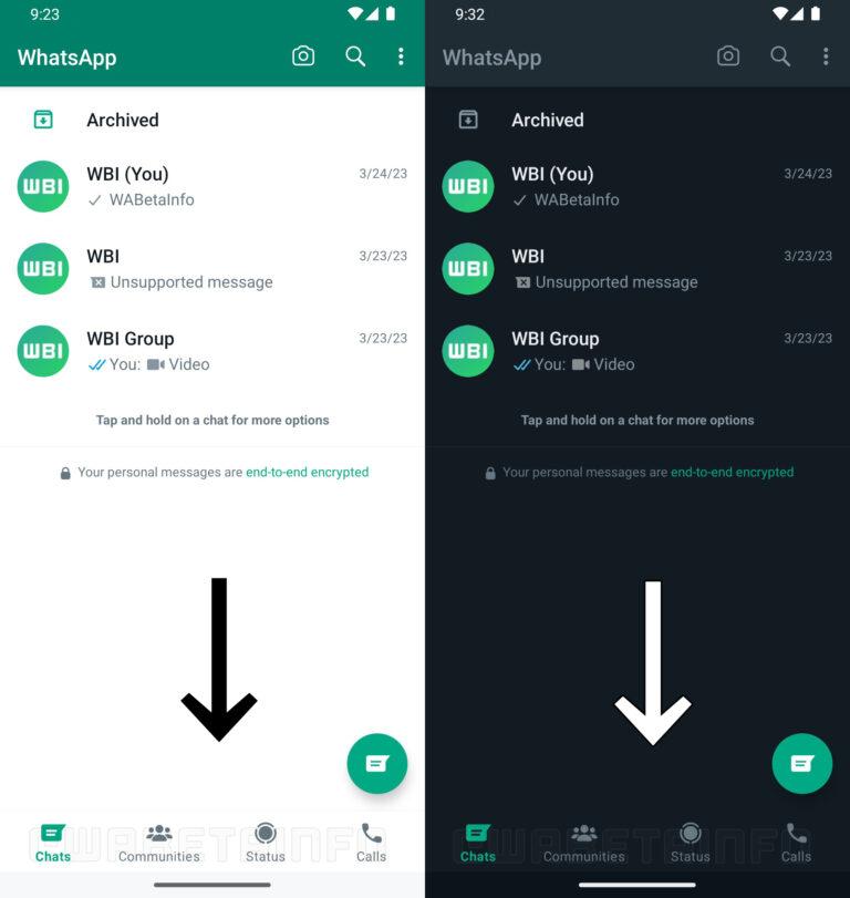 Atualização interface WhatsApp Android