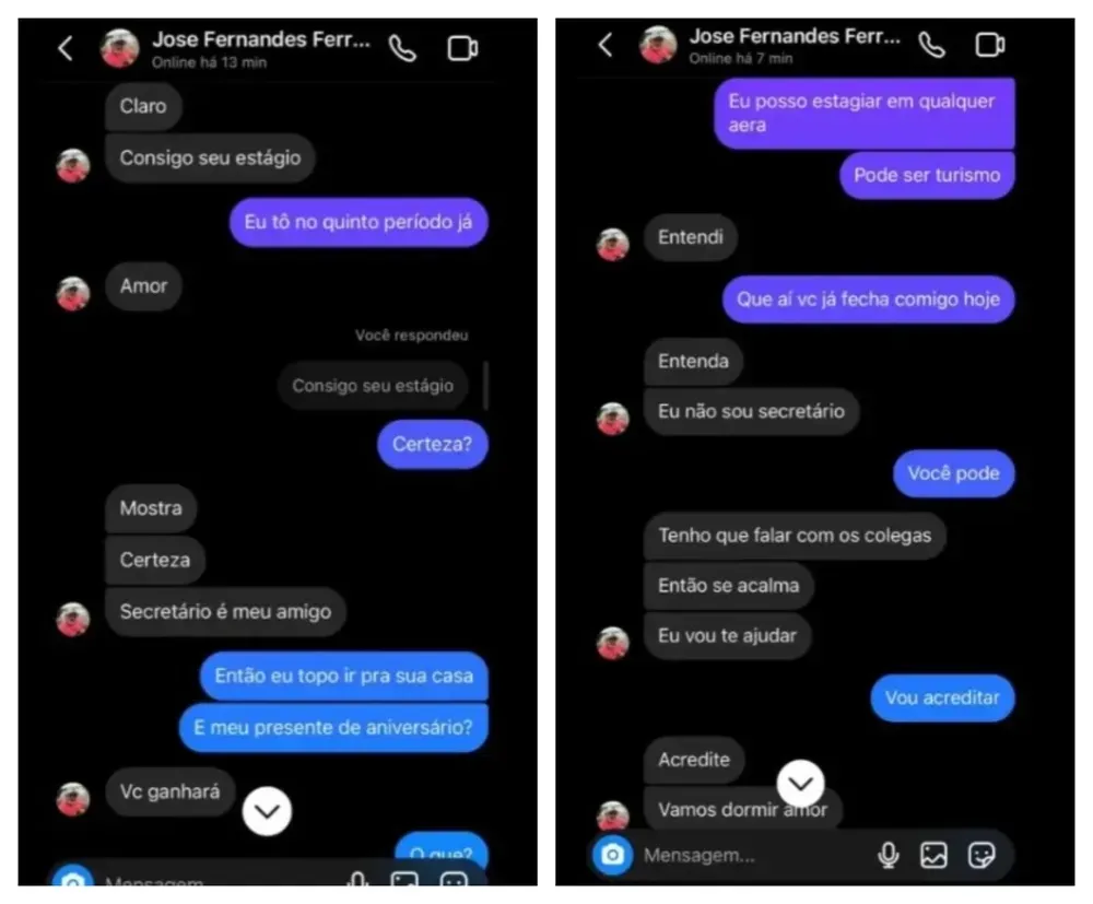 Troca de mensagens vazadas mostram promessa de estágio em troca de sexo