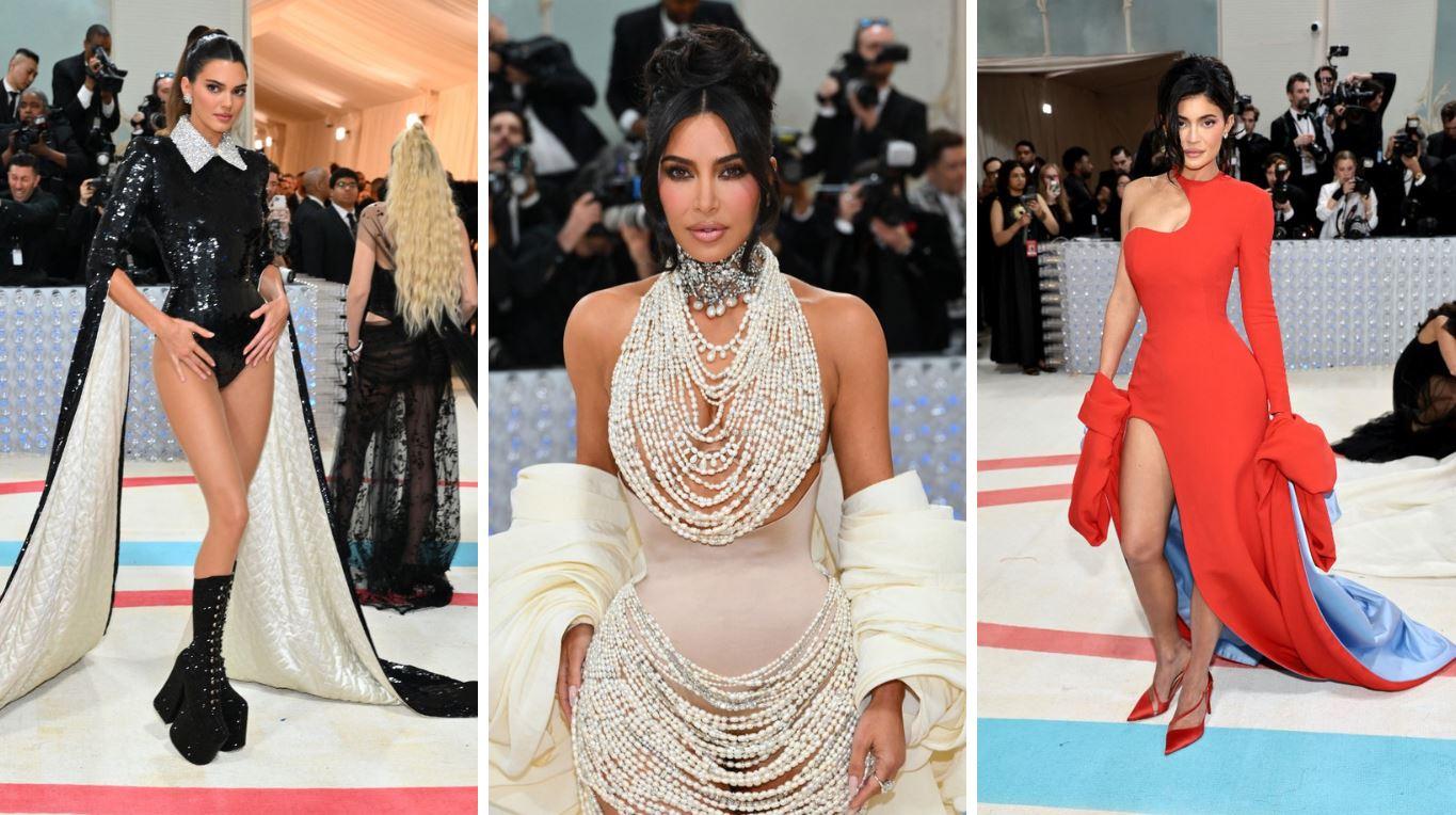 Kim Kardashian, Kylie Jenner e Kendall Jenner no Met Gala 2023
