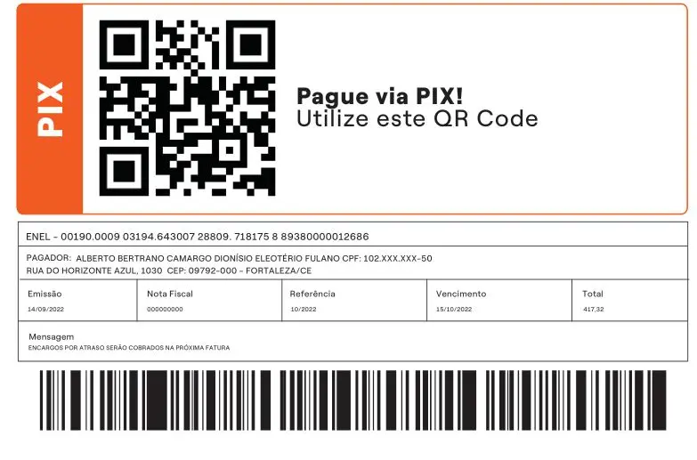 área pix do boleto enel