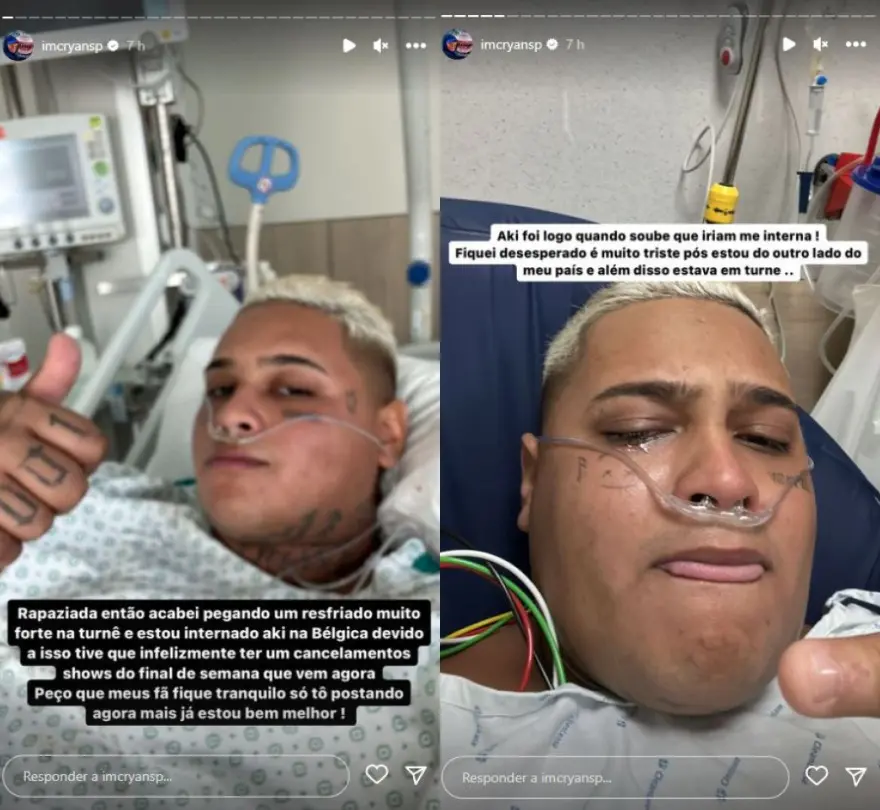 Cantor contou sobre a internação durante turnê nos stories do Instagram