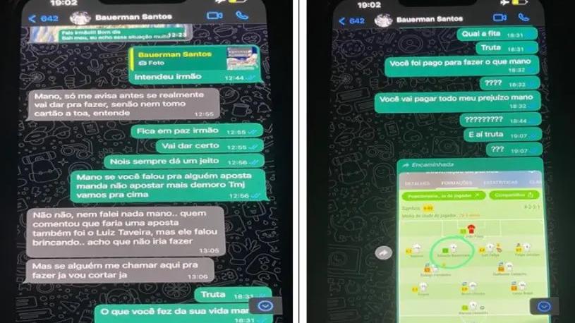 Em conversa com apostador, Bauermann, do Santos, foi cobrado por não  cumprir acordo: O barato vai ficar louco para você, santos