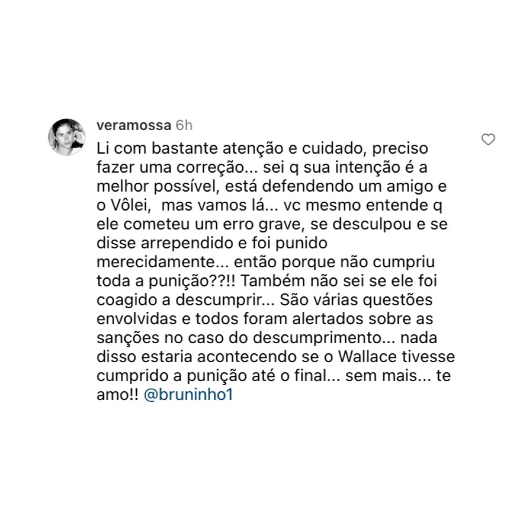 Comentário da mãe de Bruninho