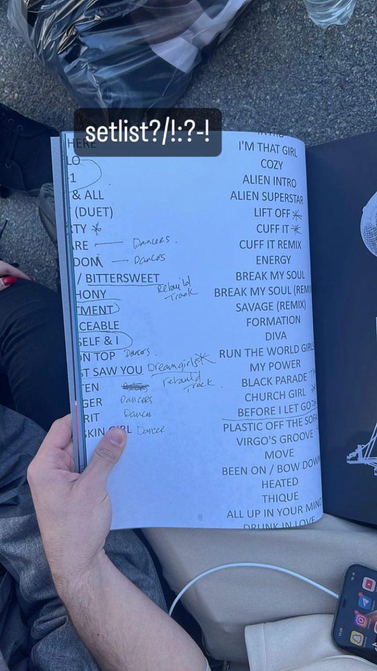 setlist da Renaissance World Tour