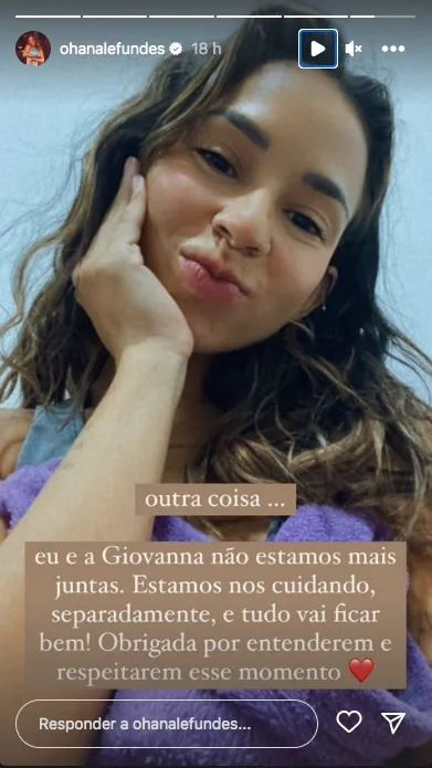 Publicação compartilhada por Ohana Lefundes nas redes sociais