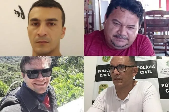 Foram mortos o escrivão Miranda (foto superior à esquerda), o escrivão Cláudio (foto superior à direita), o inspetor Gabriel (foto inferior à esquerda) e o escrivão 'Chicão' (foto inferior à direita)