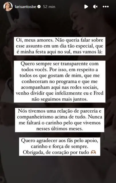 reprodução de storie de larissa