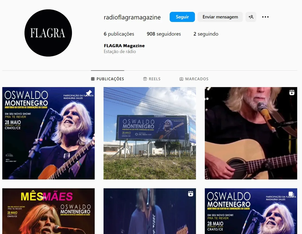 Rádio Flagra mantém divulgação do show de Oswaldo Montenegro, mas limitou comentários nas publicações