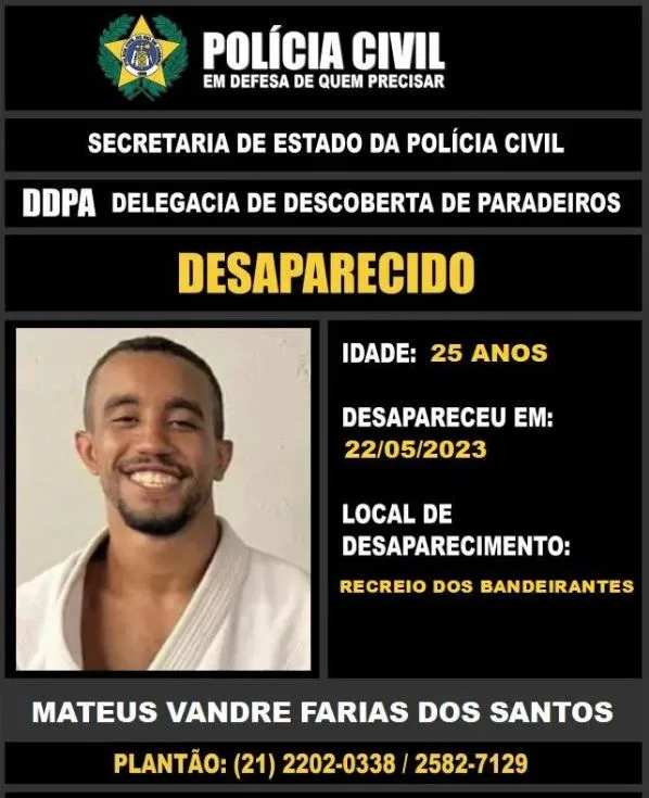 Mateus Vandre Farias dos Santos desapareceu no último dia 22.