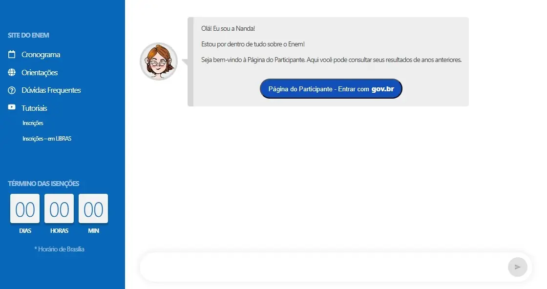 Página do participante