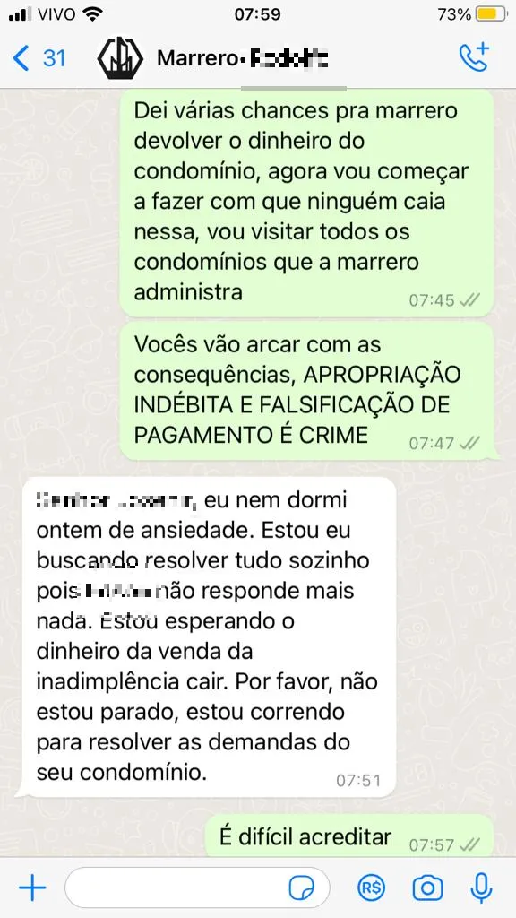 Síndico tentou contato com os sócios do Marrero Predial