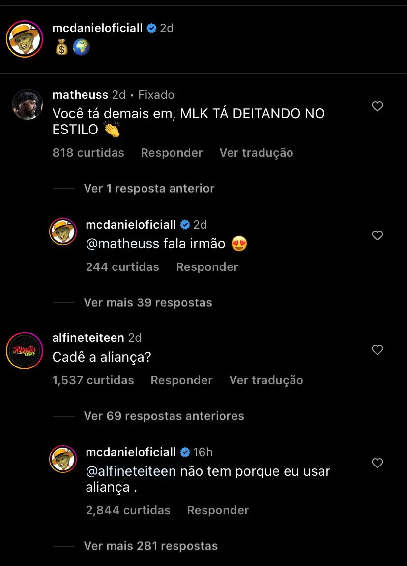 comentário de instagram