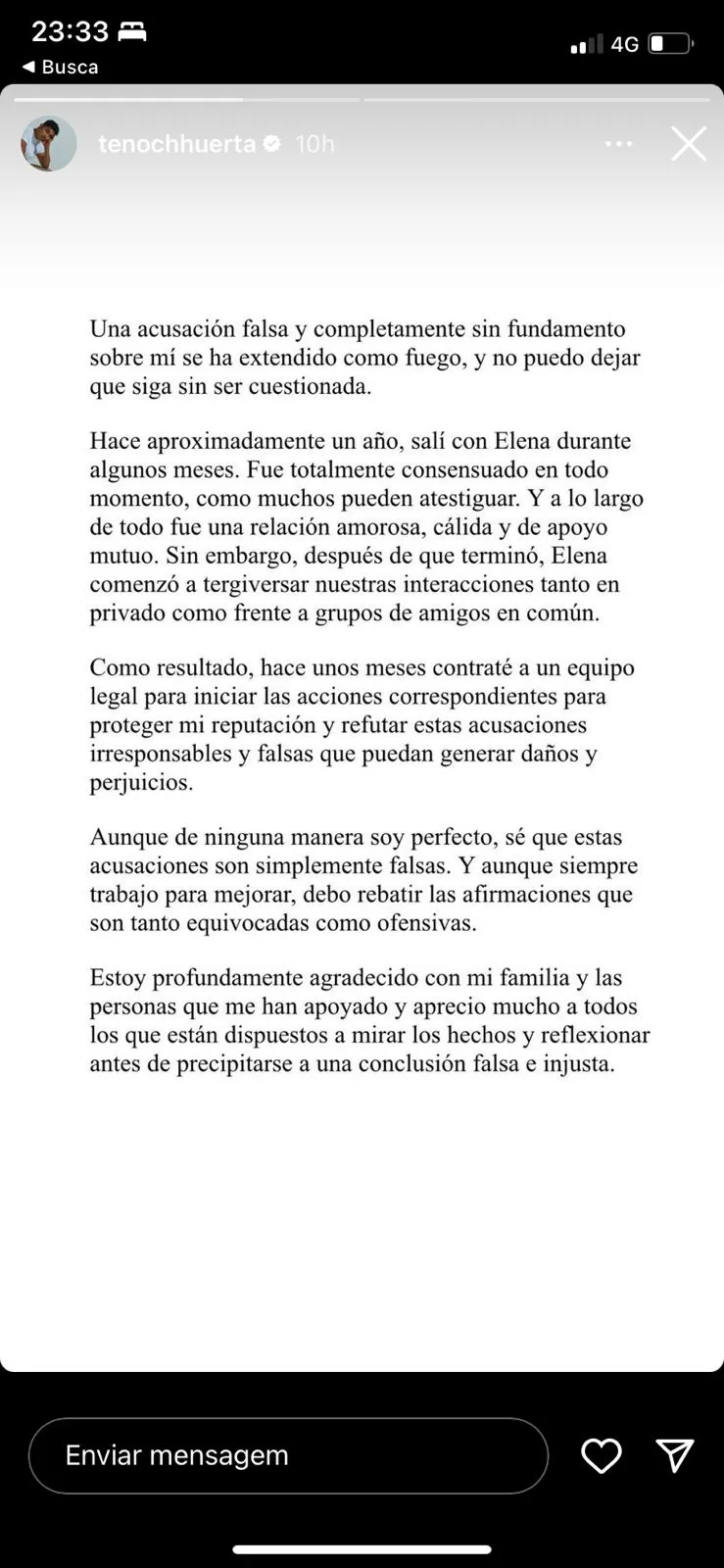 Tenoch Huerta nega acusações de assédio em rede social