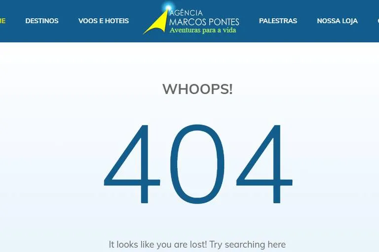 Página que detalharia expedição, no site da agência, está com erro