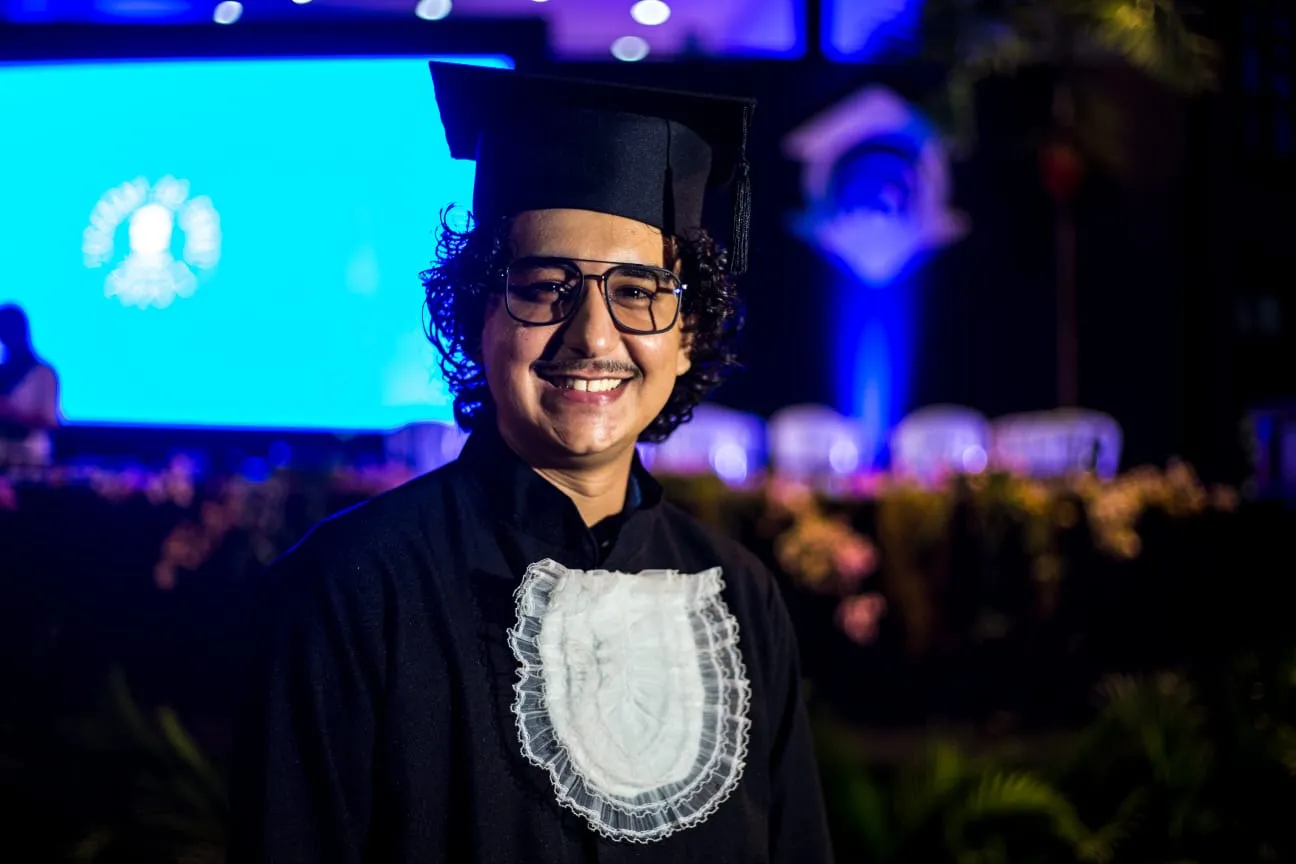 O formando Lucas Araujo Plutarcho representou os alunos na cerimônia de Colação de Grau da Unifor