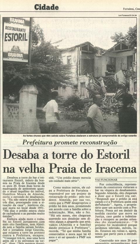 Fac-símile da edição do Diário do Nordeste do dia 21 de abril de 1994