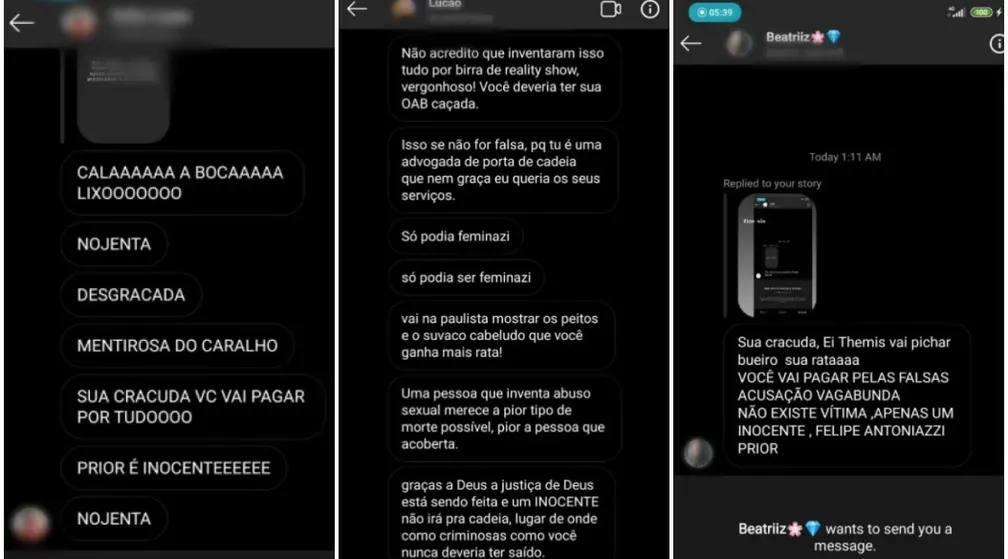 Xingamentos, ofensas e ameaças passaram a ser constantes nas redes sociais da advogada que representa a vítima de Prior