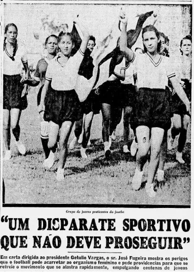 Carta aberta do escrito José Fuzueira em que pedia para o então presidente Getúlio Vargas proibir o futebol feminino