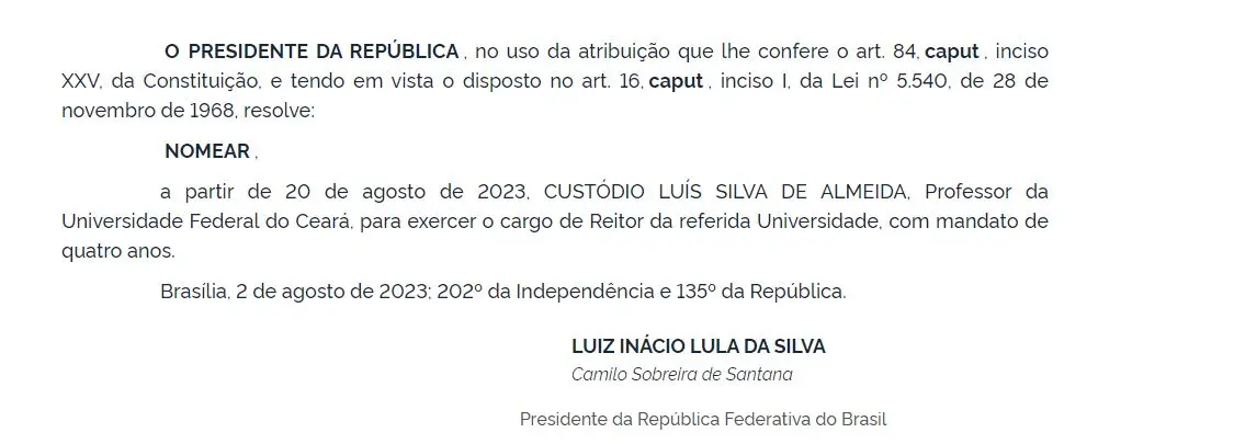 print do decreto publicado no diário oficial da união