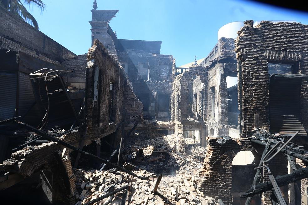 Estrutura interna destruída pelo fogo