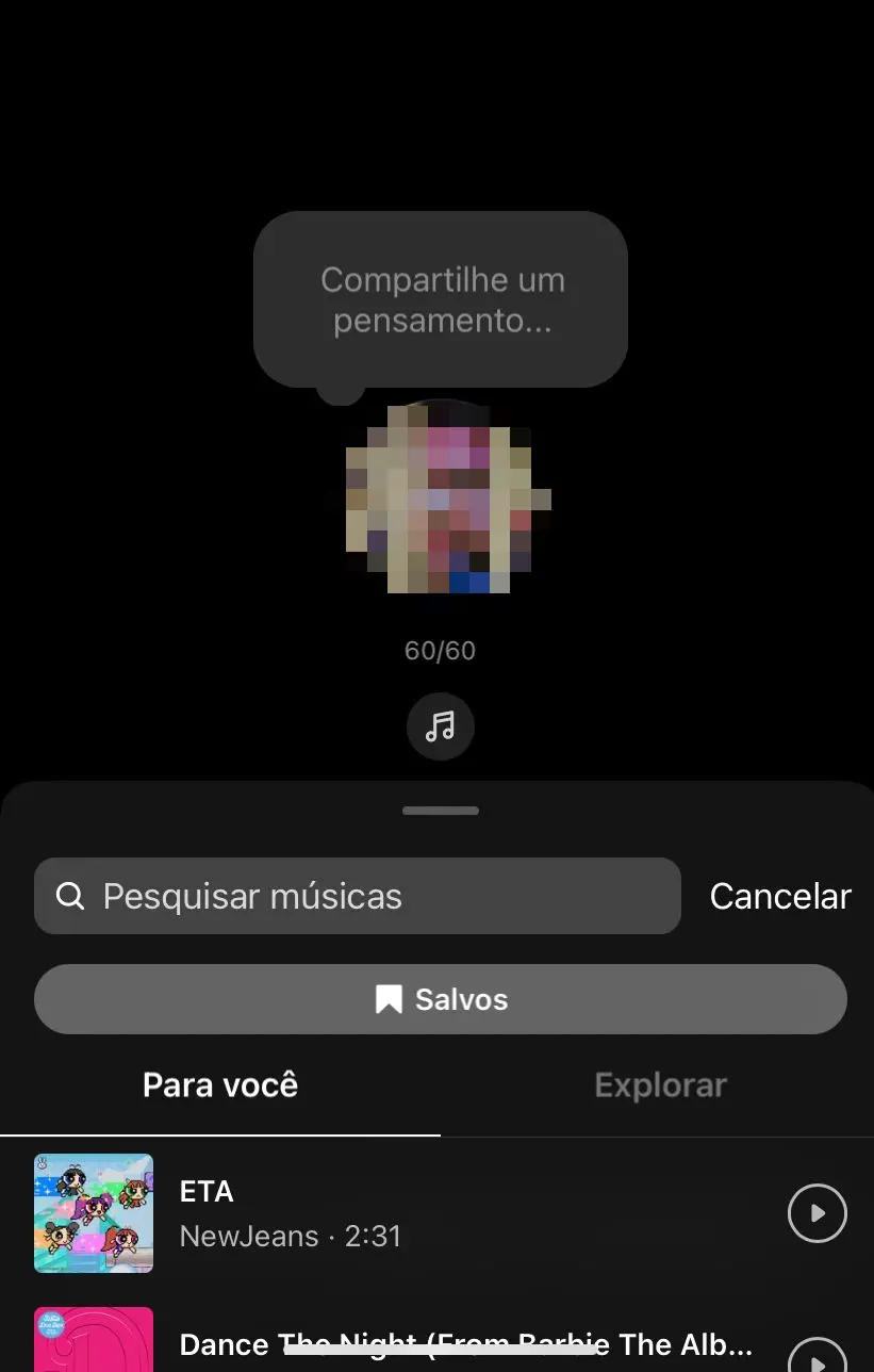 Música nas notas do Instagram