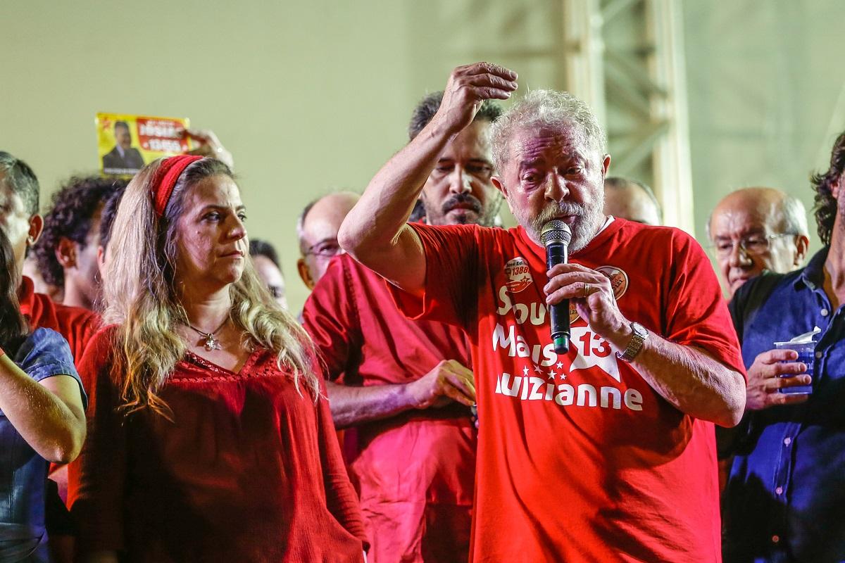 Luizianne, com Lula e Elmano na campanha pela Prefeitura de Fortaleza, em 2012