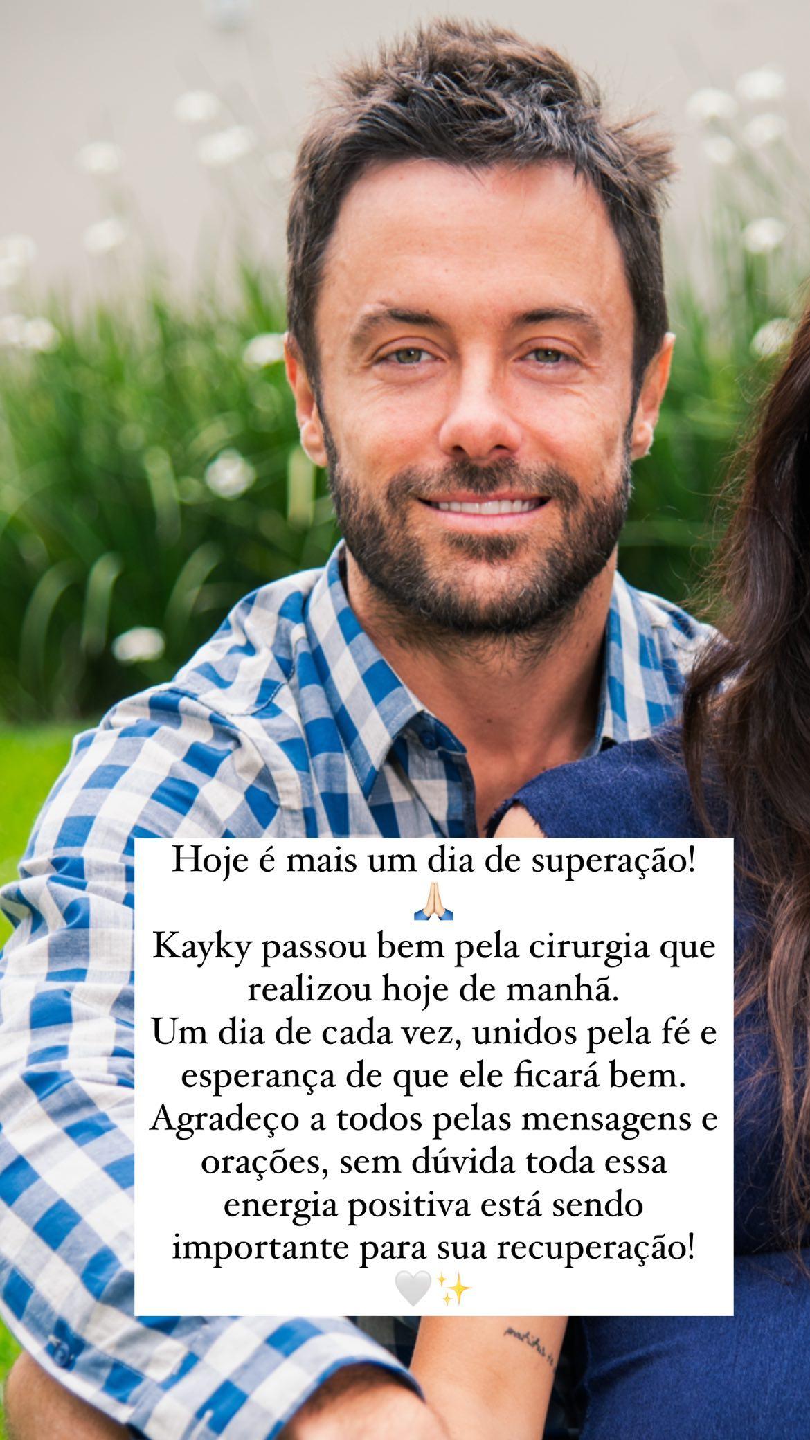 Esposa de Kayky Brito atualizou o estado de saúde do ator após passar por cirurgia