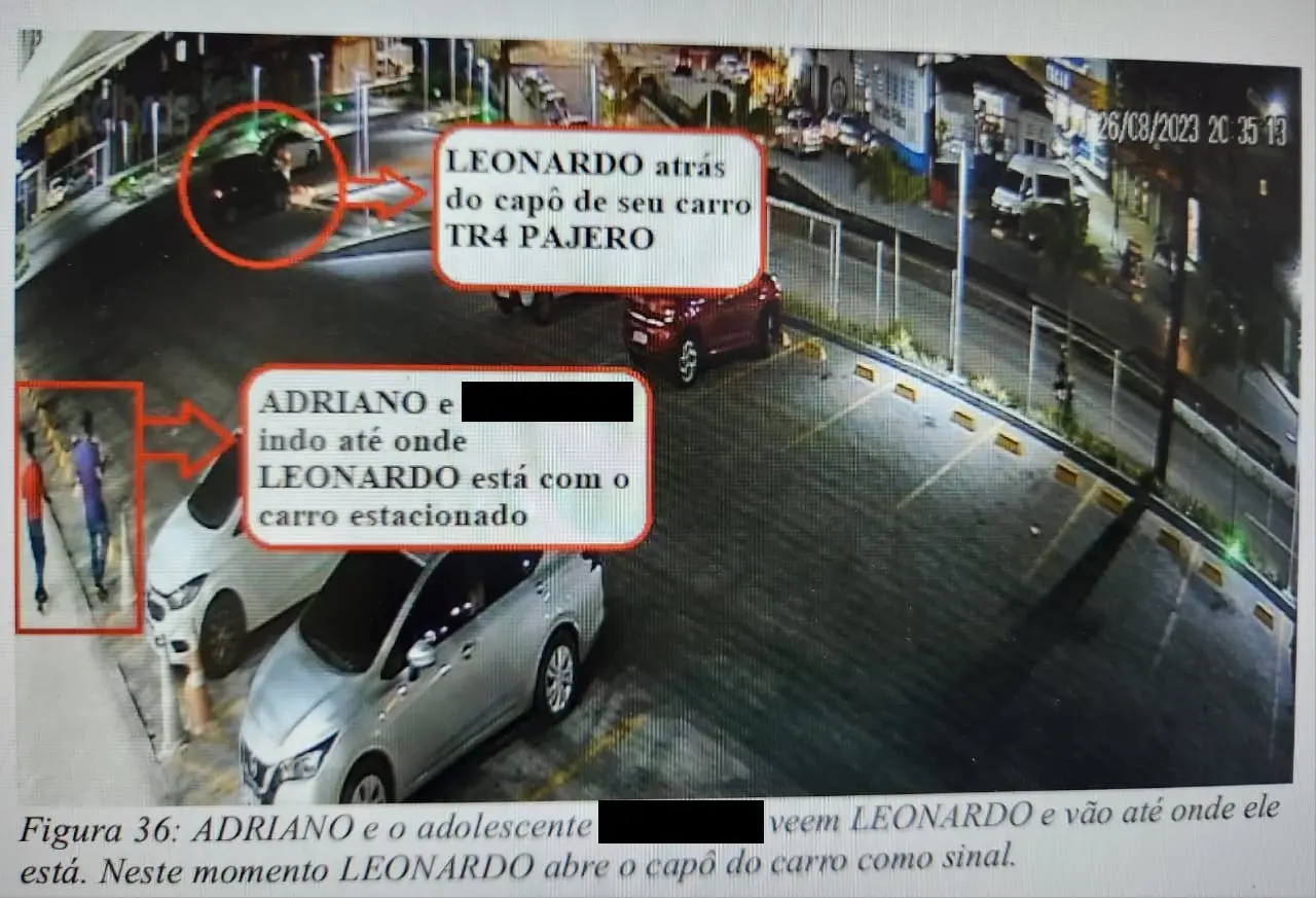 A Polícia Civil teve acesso a imagens de câmeras de um estacionamento de um shopping, localizado em Aquiraz