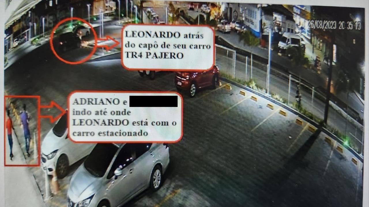 A Polícia Civil teve acesso a imagens de câmeras de um estacionamento de um shopping, localizado em Aquiraz
