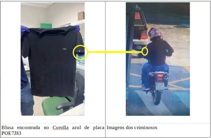 Outro elemento utilizado como prova na investigação policial foi a apreensão de roupas, que estavam na posse do policial militar