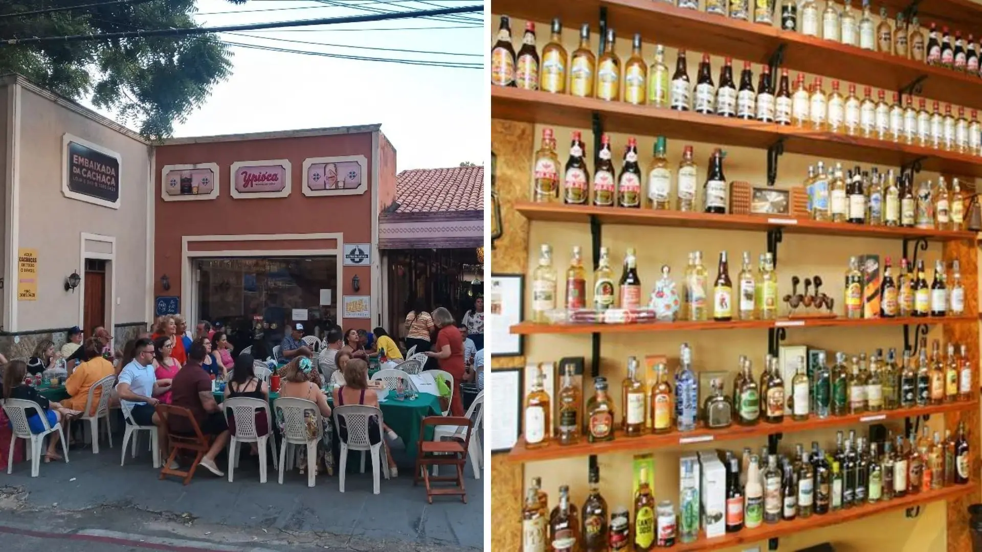Fachada e bar da Embaixada da Cachaça