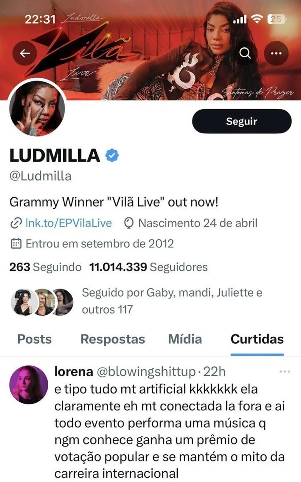 Equipe de Ludmilla teria supostamente curtido comentário que criticava Anitta
