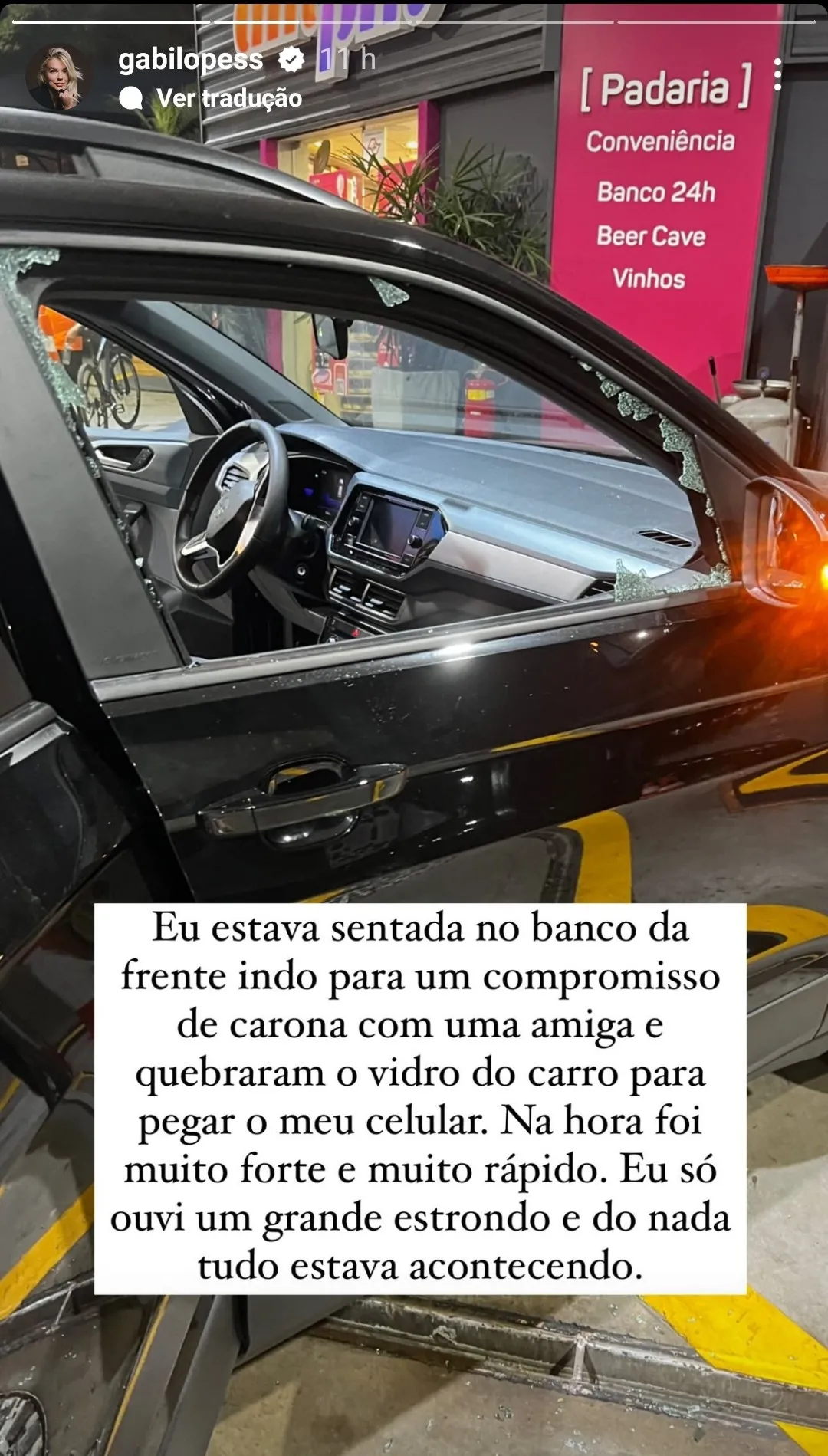 Atriz contou detalhes da ação em story