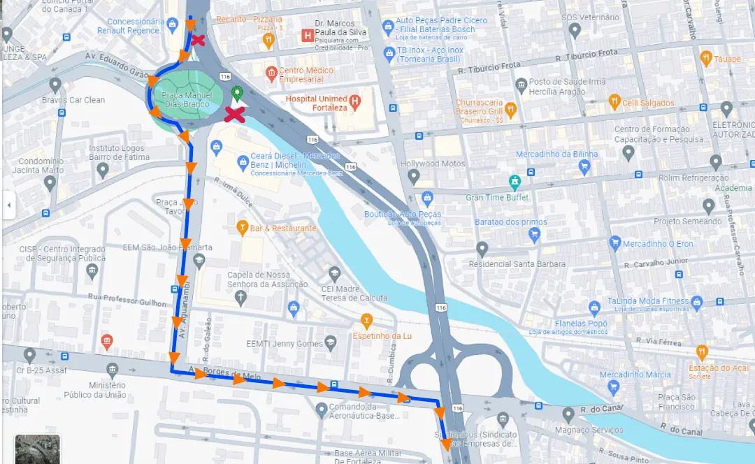 Mapa do desvio na BR-116